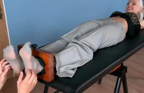 Tickling Submission   Jasmina foot tickled in nylon